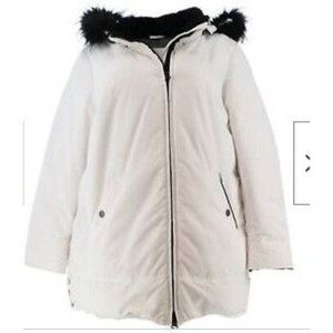 Laurier Hybradown Parka Faux Fur Removable Hood 711-478 White XS